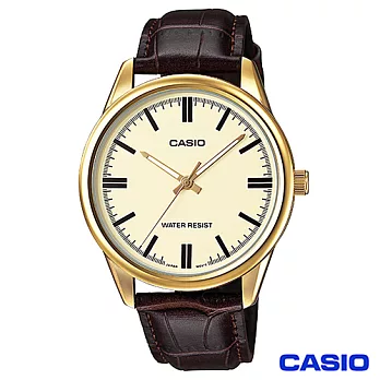 CASIO卡西歐 簡潔風格皮帶男錶-金 MTP-V005GL-9A