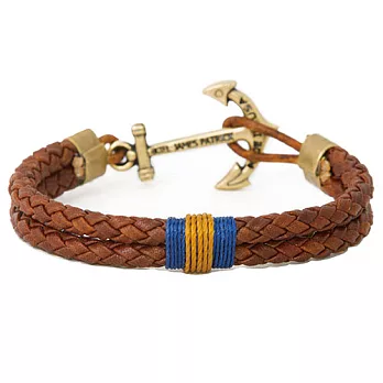 Kiel James Patrick 美國手工船錨單圈皮革手鍊手環 雙層編織 BARNWOOD CRISPXL咖啡色