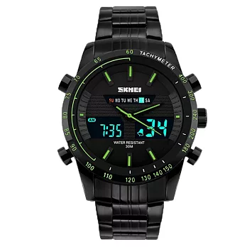 SKMEI 時刻美 1131 時尚雙顯夜光多功能防水計時運動錶- 綠
