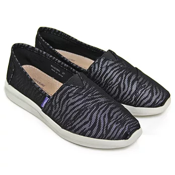 ◤Green Phoenix◥斑馬紋網布拼接套入式休閒鞋36黑色