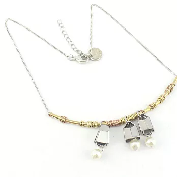 英國 NATKIEL - 前衛珍珠墜飾金屬時尚造型項鍊 (英國飾品配件品牌)