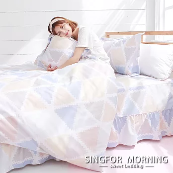 幸福晨光《流光霓晶》雙人加大五件式雲絲絨舖棉兩用被床罩組
