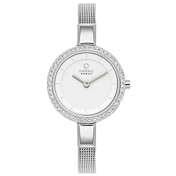 OBAKU 小巧媛式晶鑽米蘭腕錶-銀色