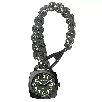 美國DAKOTA Survival Pocket 系列 黑色錶盤黑框登山錶 尼龍錶鍊掛錶/40mm