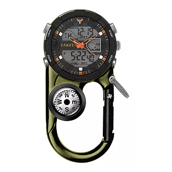 美國DAKOTA Angler II系列 多功能黑錶框登山錶 指南針墨綠色掛錶/40mm
