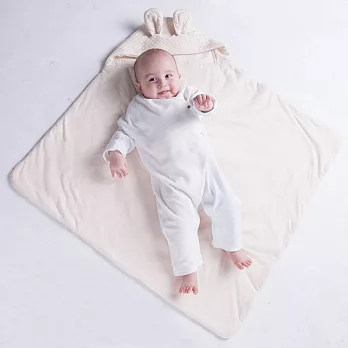 【立體熊耳朵包巾】bbc經典包巾|100%有機棉0~12M米白