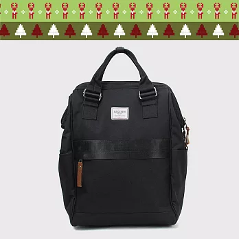 BAGCOM★耶誕超值組★憨臉闊口後背包-黑色(+高度可變包中包)