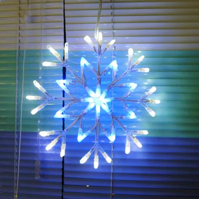 聖誕裝飾 LED燈 48燈藍白雪花片造型燈