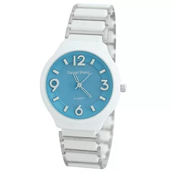 Daniel Wang DW-3129 可愛立體數字愛心多色選擇搭配仿陶瓷錶- 水藍