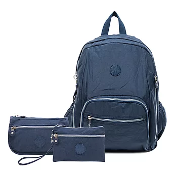 【COUNT DUCK】美系悠活輕量大容量後背包-CD-016-海軍藍(超值三件組)