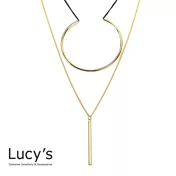 Lucy’s 歐美幾何造型雙鍊金屬時尚項鍊華麗金