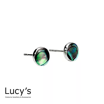 Lucy’s 925純銀歐美幻彩貝殼寶石圓形耳環孔雀綠
