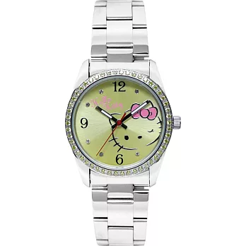 【HELLO KITTY】凱蒂貓俏皮眨眼晶鑽手錶 (黃 LK691LWYA-S)