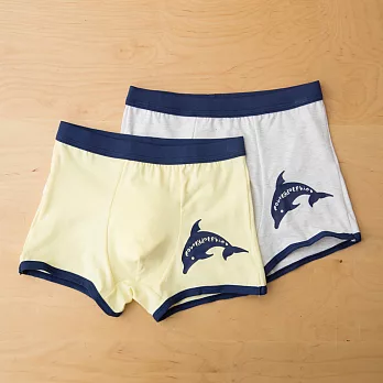小學生來了-男童時尚四角內褲(2入) 海豚/黃灰-150