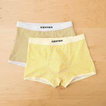 小學生來了-男童時尚四角內褲(2入) 條紋-黃/棕-150