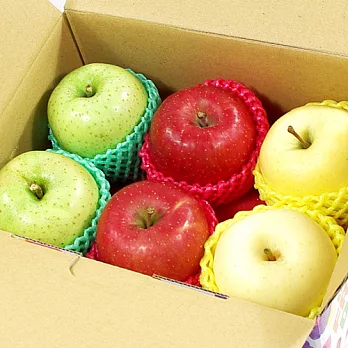 【鮮果日誌】蘋安喜樂三色禮盒(金星蘋果2入+蜜蘋果2入+王林蘋果2入)