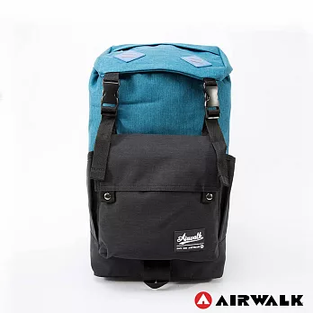 AIRWALK - 天地之間 蓋扣長型日式雙色登山後背包藍黑