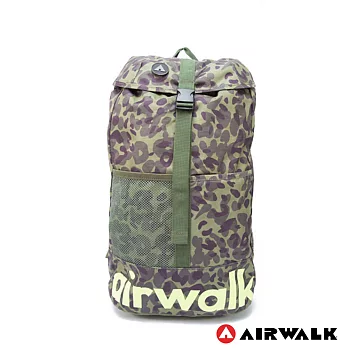 AIRWALK - 樹影迷彩 大容量拳擊束帶登山後背包綠迷彩