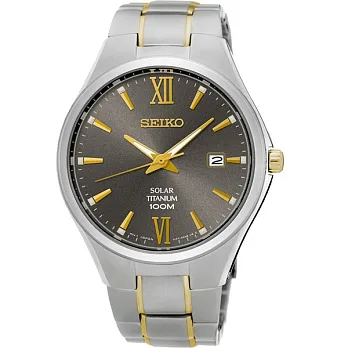 SEIKO 【鈦】想愛你太陽能時尚男性腕錶-灰-V157-0BB0KS