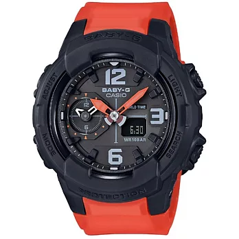 【CASIO】卡西歐 BABY-G系列 率性個性女孩雙顯電子錶 (橘/黑 BGA-230-4B )