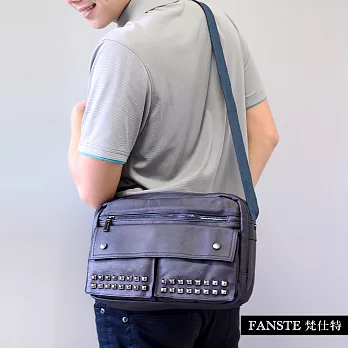 Fanste_梵仕特 側背包 金屬扣風休閒包-1351藍色