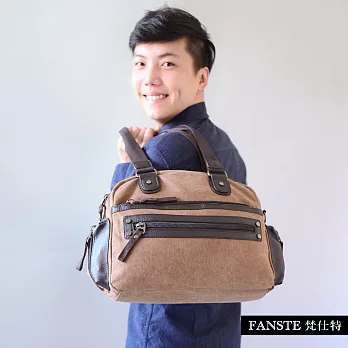Fanste_梵仕特 帆布風尚 旅行休閒包-1676咖啡