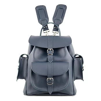 GRAFEA英國品牌 午夜藍皮革手工真皮側邊雙口袋後背包兔子包