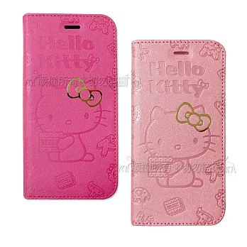三麗鷗授權 Hello Kitty iPhone 7 Plus 5.5吋 凱蒂貓甜心金莎皮套戀愛桃