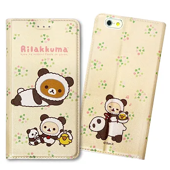 日本授權正版 拉拉熊/RilakkumaiPhone 6/6s 4.7吋 變裝金沙磁力皮套(滾滾熊貓)