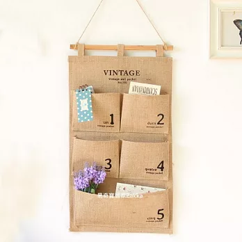 VINTAGE 天然黃麻布藝收納掛袋 【易奇寶】