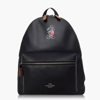 【COACH 旅行必備】皮革 / 背包 / 後背包(米奇限定款)_黑色
