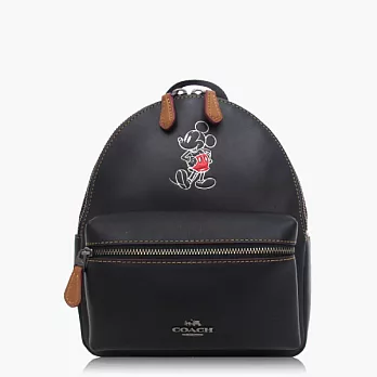 【COACH 旅行必備】皮革 / 背包 / 後背包(米奇迷你款)_黑色