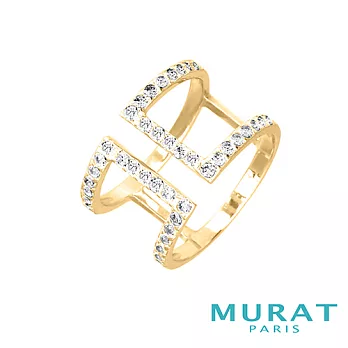 MURAT PARIS米哈巴黎 極簡排鑽雙層寬版戒指(金色款)#50