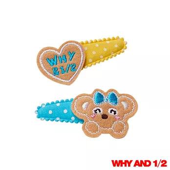 WHY AND 1/2 普普熊餅乾髮夾兩件組 多色可選F1藍色