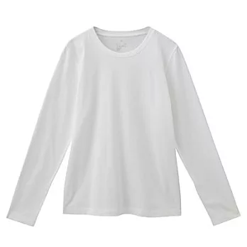 [MUJI無印良品]女有機棉圓領長袖T恤XL白色