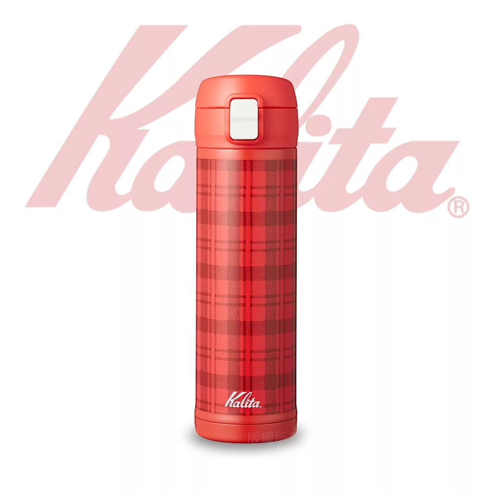 【日本】KALITA紅格紋不銹鋼保溫瓶（約480 ml）