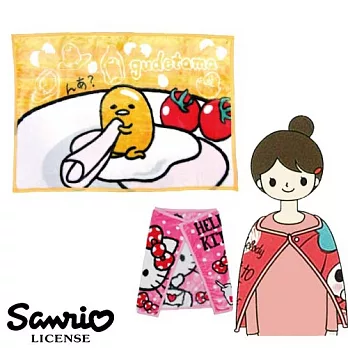 【日本進口正版】三麗鷗 Sanrio 經典人物 披毯/披肩/毛毯 -蛋黃哥款