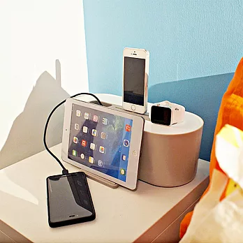 生活智慧多功能手機平板充電收納盒白色
