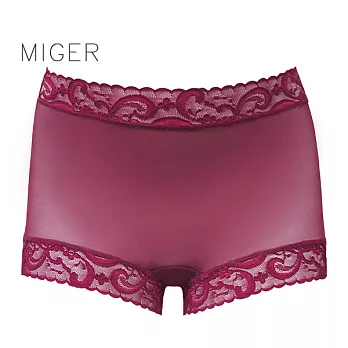 [MIGER密格內衣]薄紗蕾絲中腰平口內褲-台灣製-(編號：8616)葡萄紫
