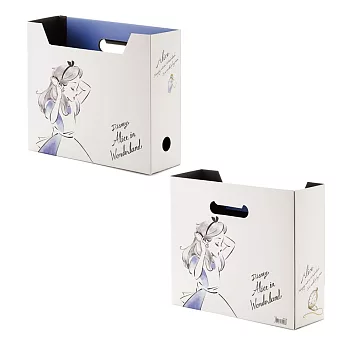《KAMIO》迪士尼公主水墨彩妝系列硬紙材質A4文件收納箱(愛麗絲)