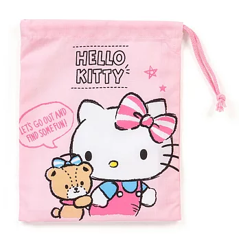 《Sanrio》HELLO KITTY日本製棉質縮口杯袋(小熊秘語)