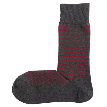 [MUJI無印良品]男有機棉混橫紋直角襪25~27cm墨灰