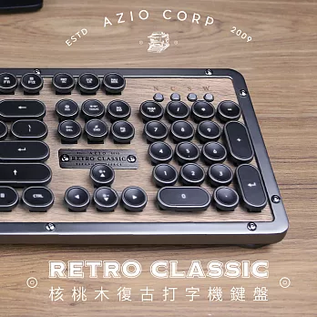 AZIO RETRO CLASSIC ELWOOD 核桃木復古打字機鍵盤(英文版)