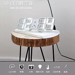 【美好家 Mehome】新款 3D LED 數字鐘 牆面立體掛鐘 溫度/日期顯示 (小款) 白色