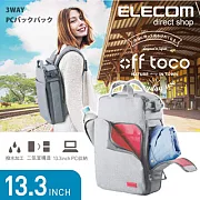 ELECOM 帆布3WAY薄型後背包-杏仁白