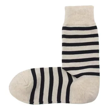 [MUJI無印良品]男有機棉混寬橫紋直角襪粉米25~27cm