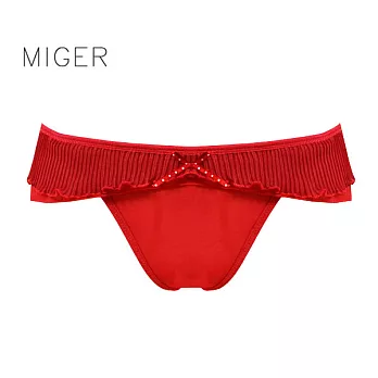 [MIGER密格內衣]波浪水玉蝴蝶網紗中低腰三角內褲-台灣製-(編號:8265)FREE紅色