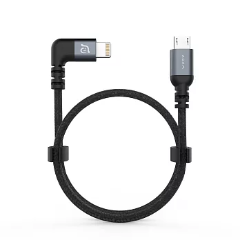 ADAM Lightning - Micro USB 90° 金屬遙控線 30cm (LMB L30BS)灰