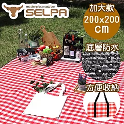 【韓國SELPA】加大繽紛野餐墊/露營/地墊/防潮墊(三色任選) 紅色格紋