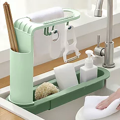 【EZlife】升級款可調節水槽瀝水收納架─ 綠色